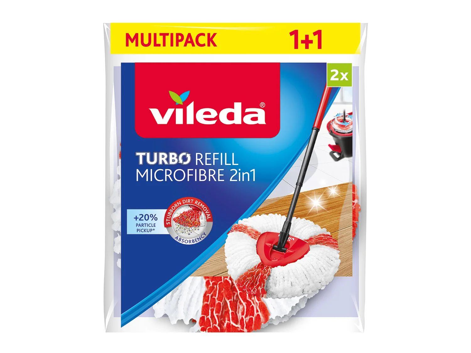 Vileda Vileda TURBO Refill Microfibre 2in1 Ersatzkopf Doppelpack Wischbezug (Mikrofaser, 27, 2-tlg., Ersatzkopf mit Dreiecksform - für alle Oberflächen geeignet – Bild 2 von 4