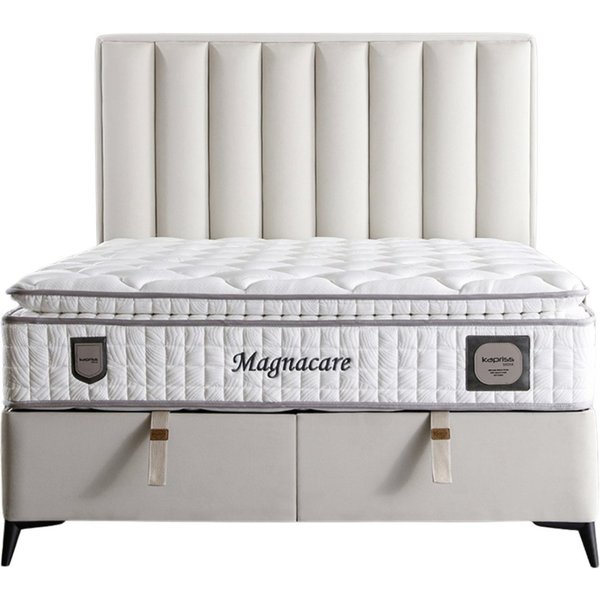 Villa Möbel Boxspringbett Magnecare (Bett (ohne Matratze), Liegefläche 160x200), Bettkasten mit XXL Stauraum und Gasdruckfedern für einfache Handhabung
