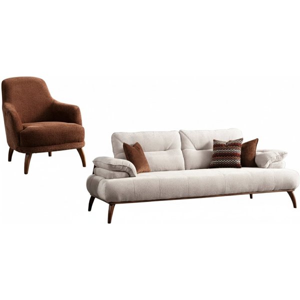 Villa Möbel Polstergarnitur Almond, (Set, Set besteht aus: 3 Sitzer+Sessel), mit Relax-/Bettfunktion durch verstellbare Rückenlehne und Armlehne