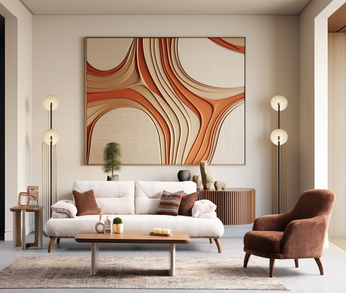 Villa Möbel Polstergarnitur Almond, (Set, Set besteht aus: 3 Sitzer+Sessel), mit Relax-/Bettfunktion durch verstellbare Rückenlehne und Armlehne – Bild 2 von 5