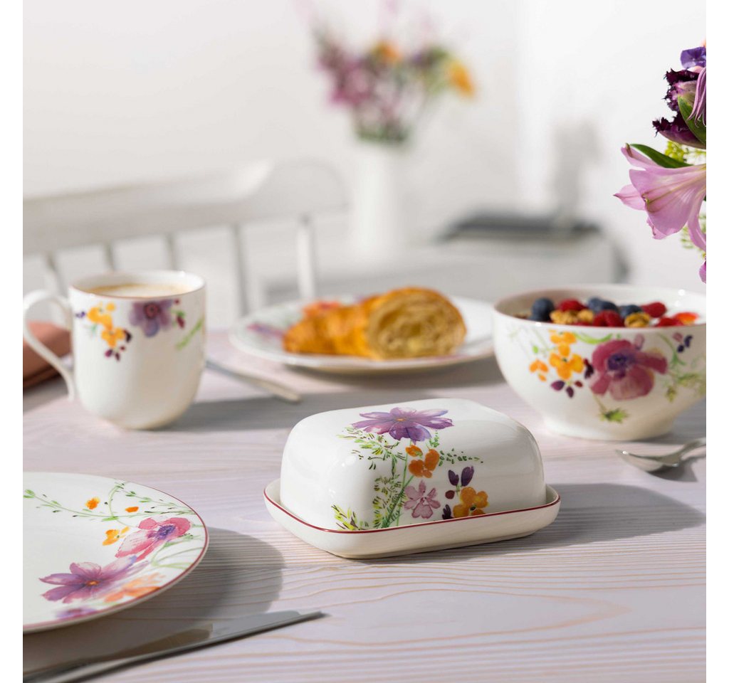 Villeroy & Boch Butterdose Mariefleur Basic Butterdose 2tlg. 15x12,5x6,5cm, Porzellan, (1-tlg), Premium Porcelain, mikrow.- & spülm.sicher, Made in Germany – Bild 2 von 3