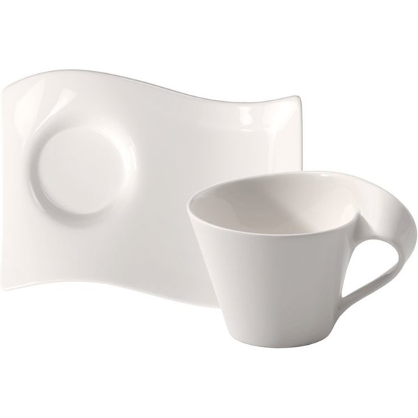 Villeroy & Boch Cappuccinotasse NewWave Caffè Cappuccino-Set, 8-tlg., Porzellan, Wellendesign