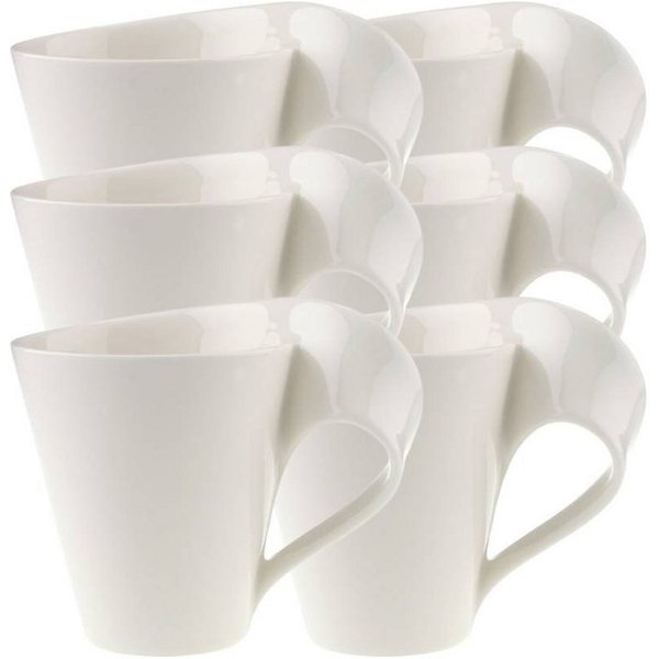 Villeroy & Boch Geschirr-Set New Wave Caffe Becher mit Henkel 0,3 l Set6, Porzellan