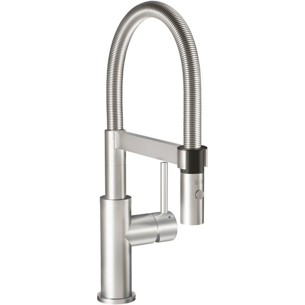 Villeroy & Boch Küchenarmatur Steel Expert Compact mit Brausekopf (schwenkbarer Auslauf, spritzarmes Arbeiten dank Laminarstrahl) Hochdruck-Armatur, Umschaltfun