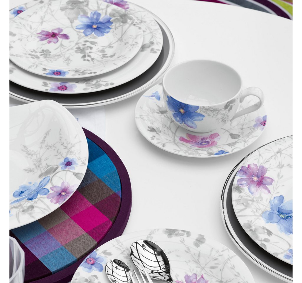 Villeroy & Boch Tafelservice Mariefleur Gris Basic (12-tlg), 6 Personen, Fine China-Porzellan, Teller Set, Made in Germany, Fine China Porzellan – Bild 2 von 4