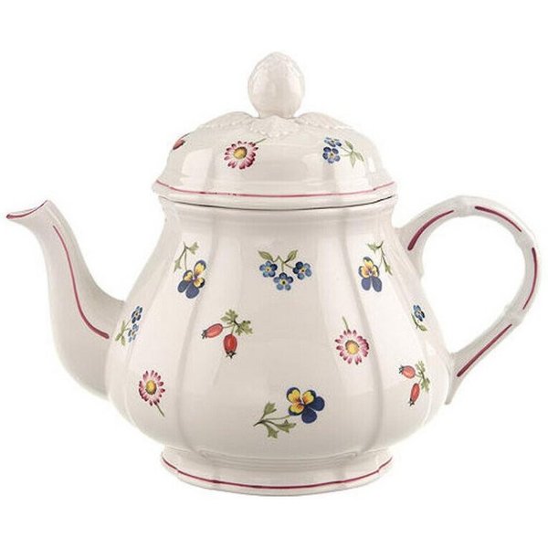 Villeroy & Boch Teekanne Teekanne 0,9 l Petite Fleur, 0.90 l, (Geschirrset, 1-St., je 6x Teller flach Ø22cm, Speiseteller Ø27cm, Teller tief Ø22cm), Kanne, Serv