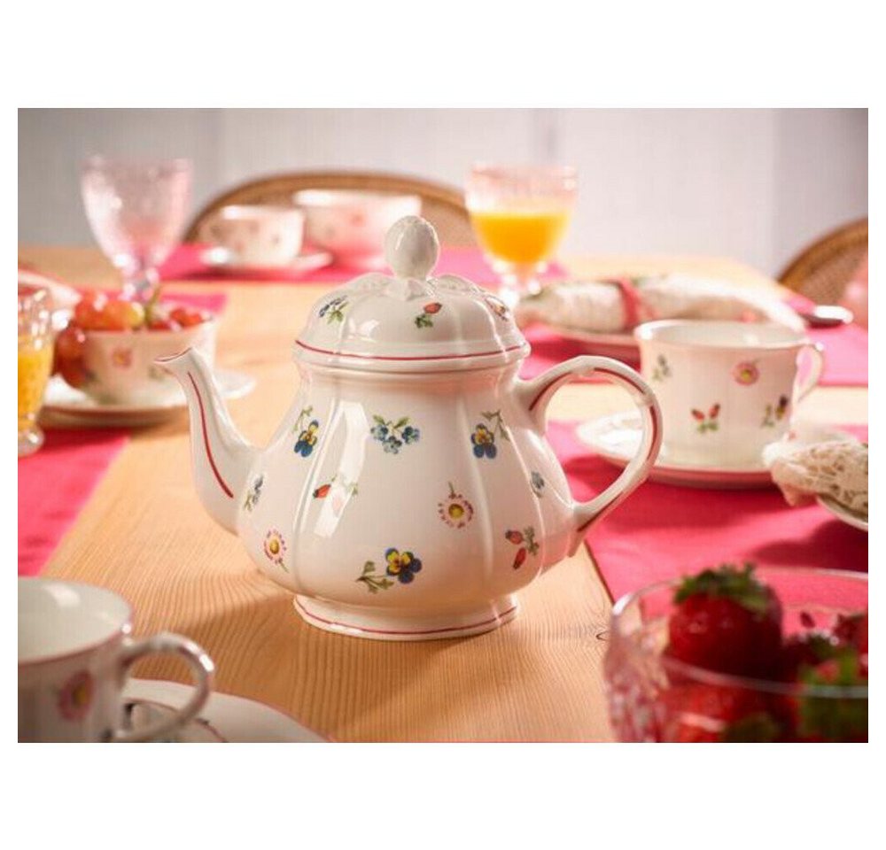 Villeroy & Boch Teekanne Teekanne 0,9 l Petite Fleur, 0.90 l, (Geschirrset, 1-St., je 6x Teller flach Ø22cm, Speiseteller Ø27cm, Teller tief Ø22cm), Kanne, Serv – Bild 2 von 2