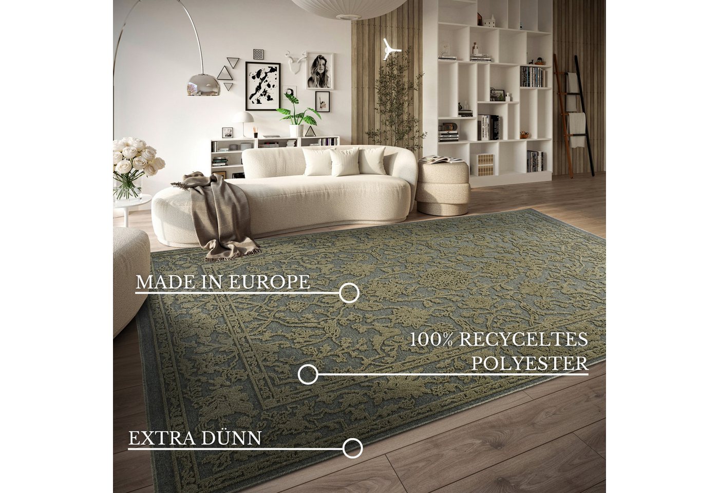 Villeroy & Boch Teppich Ambroise, rechteckig, Höhe: 5,5 mm, Wohnzimmer, Schlafzimmer, Modern, Hoch-Tief Effekt, Flur – Bild 3 von 5