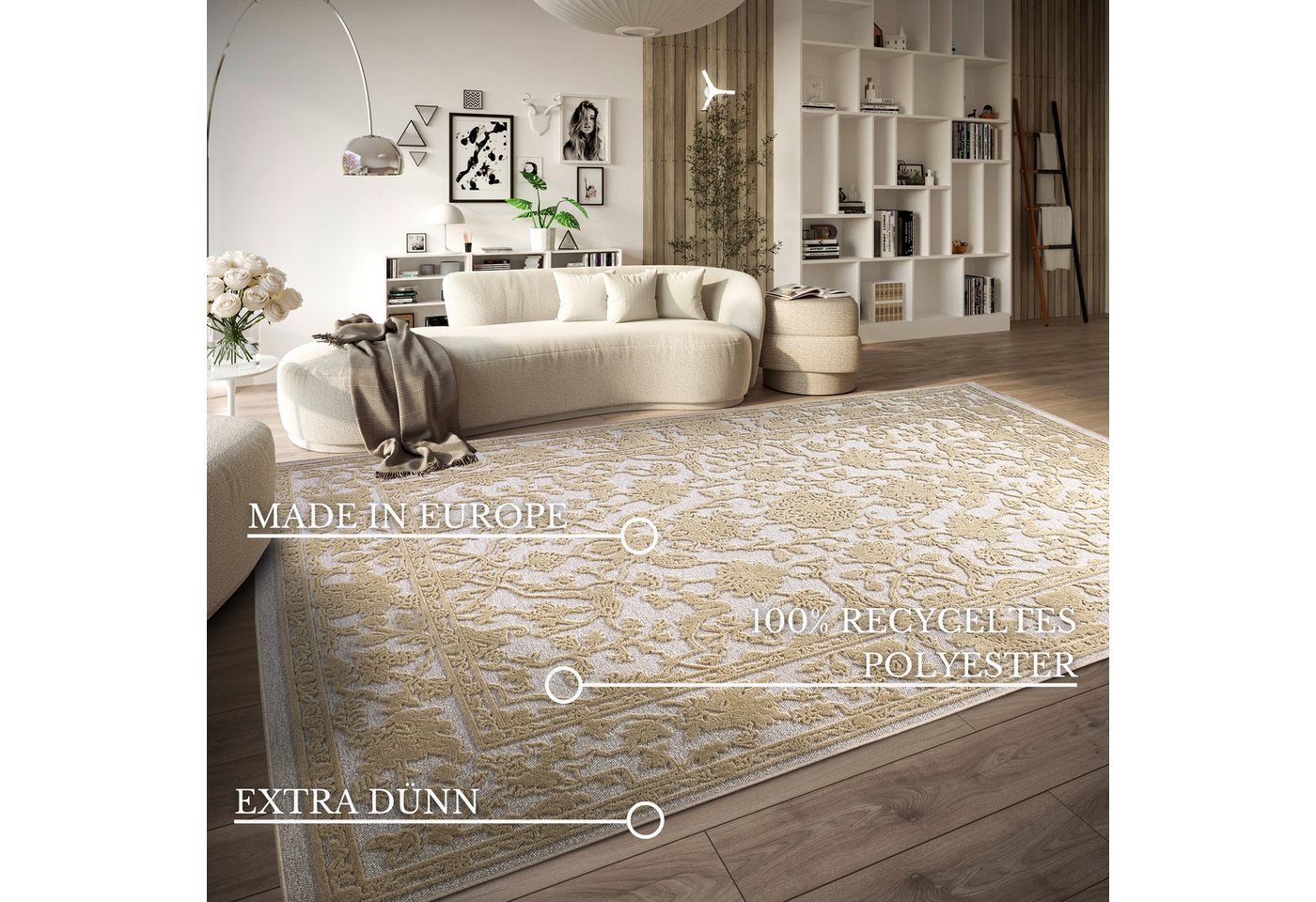 Villeroy & Boch Teppich Ambroise, rechteckig, Höhe: 5,5 mm, Wohnzimmer, Schlafzimmer, Modern, Hoch-Tief Effekt, Flur – Bild 3 von 5