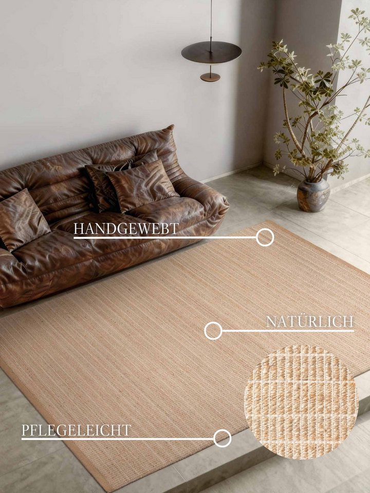 Villeroy & Boch Teppich Birka, rechteckig, Höhe: 6 mm, Jute, Natur, Wohnzimmer, Esszimmer, Schlafzimmer, Flur, Modern, Boho – Bild 3 von 5