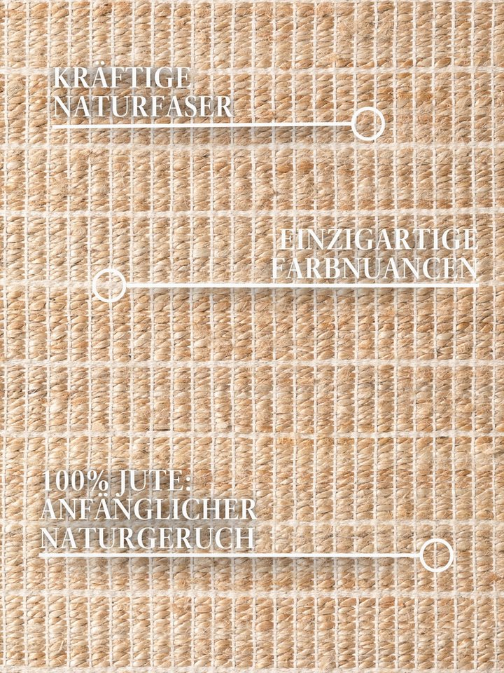Villeroy & Boch Teppich Birka, rechteckig, Höhe: 6 mm, Jute, Natur, Wohnzimmer, Esszimmer, Schlafzimmer, Flur, Modern, Boho – Bild 4 von 5
