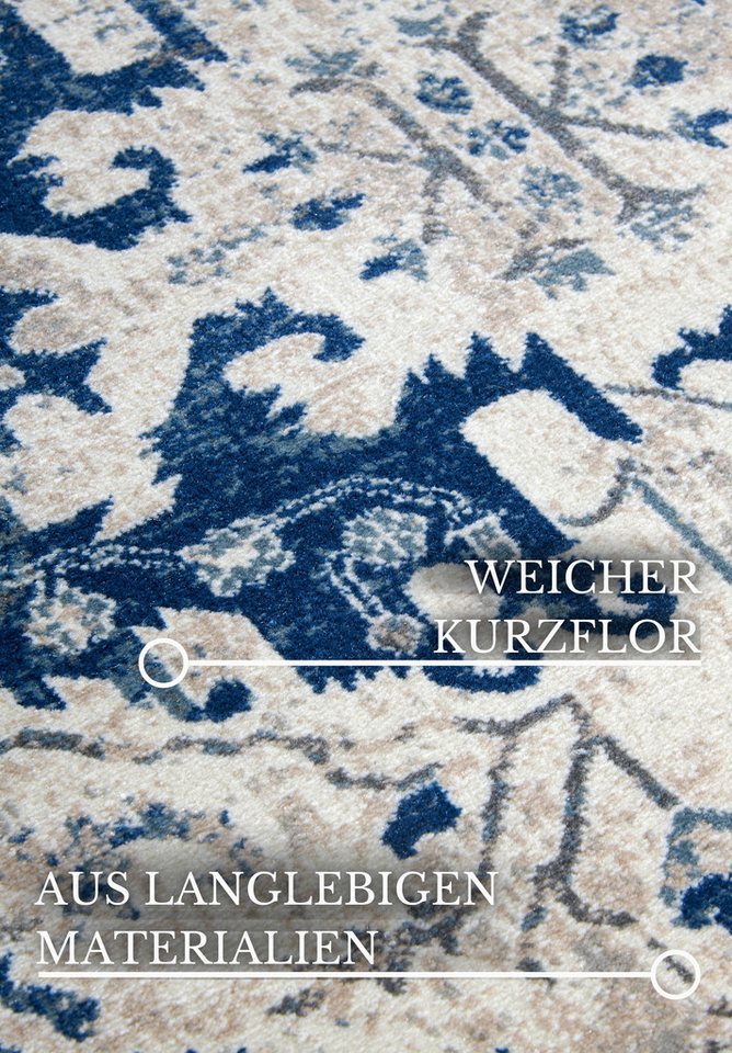 Villeroy & Boch Teppich Emmanuel, rechteckig, Höhe: 11 mm, Läufer, Orient, Wohnzimmer, Schlafzimmer, Klassisch, Kurzflor, Weich – Bild 4 von 5