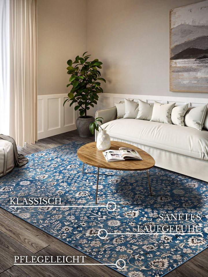 Villeroy & Boch Teppich Ernest, rechteckig, Höhe: 11 mm, Läufer, Orientalisch in einem Vintage-Look, Wohnzimmer, Kurzflor – Bild 3 von 5