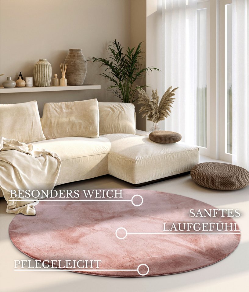 Villeroy & Boch Teppich Leon, rund, Höhe: 15 mm, Langflor, Shaggy, einfarbig, flauschig, weich, glänzend, modern, uni – Bild 3 von 5