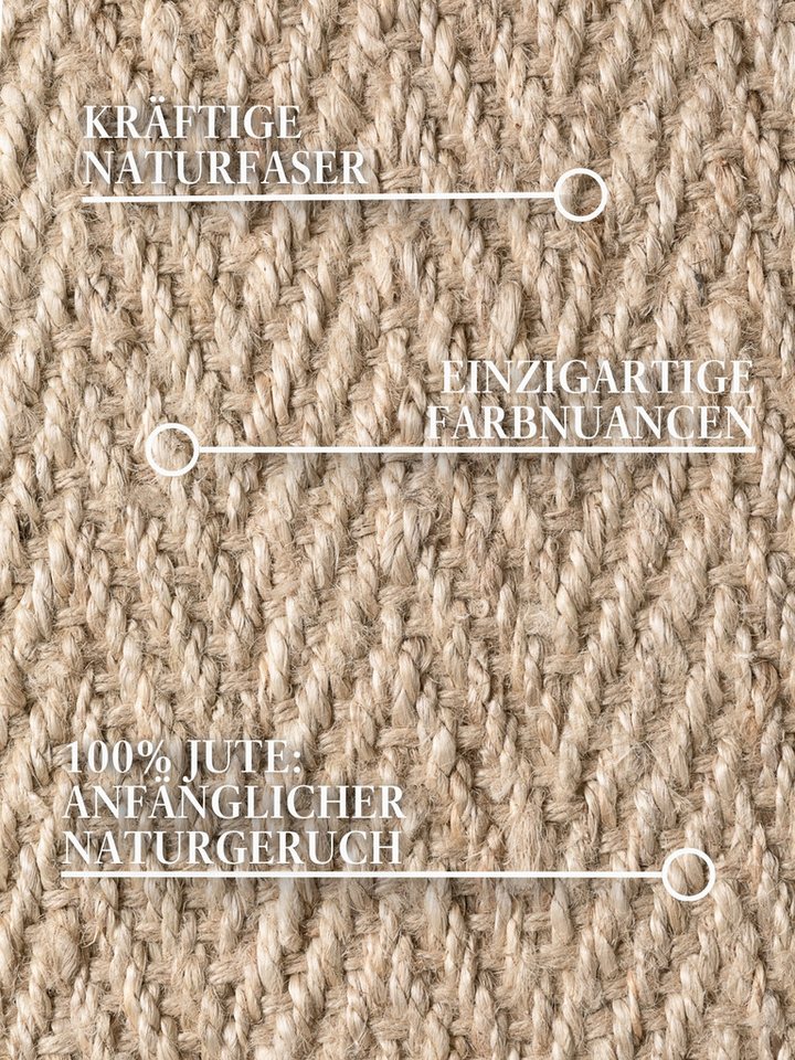Villeroy & Boch Teppich Mirabelle, rechteckig, Höhe: 10 mm, Jute, Natur, Wohnzimmer, Esszimmer, Schlafzimmer, Fischgrätendesign – Bild 4 von 5