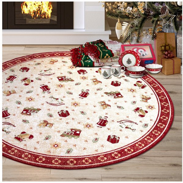 Villeroy & Boch Teppich Nostalgic Shine Toy's Delight, eckig, rund und Läufer, rechteckig, Höhe: 6 mm, Weihnachten, Wohnzimmer, Flur, Geschenk, Toys Delight, De