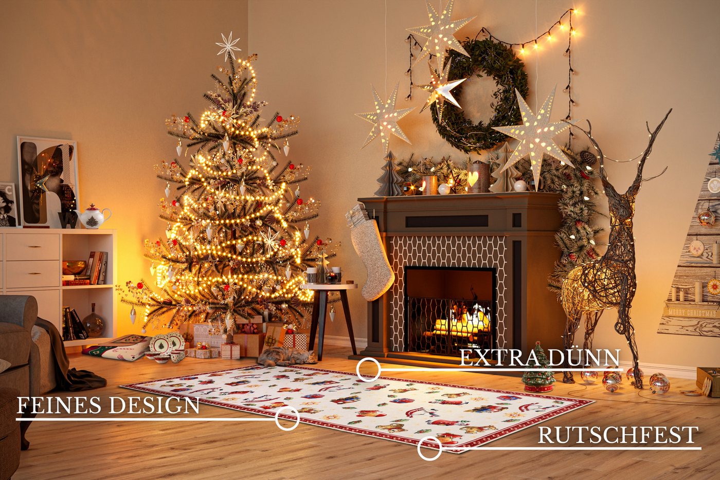 Villeroy & Boch Teppich Nostalgic Toy's Delight, eckig, rund und Läufer, Höhe: 3 mm, Weihnachten, Wohnzimmer, Flur, Geschenk, Toys Delight, Dekoration – Bild 5 von 5