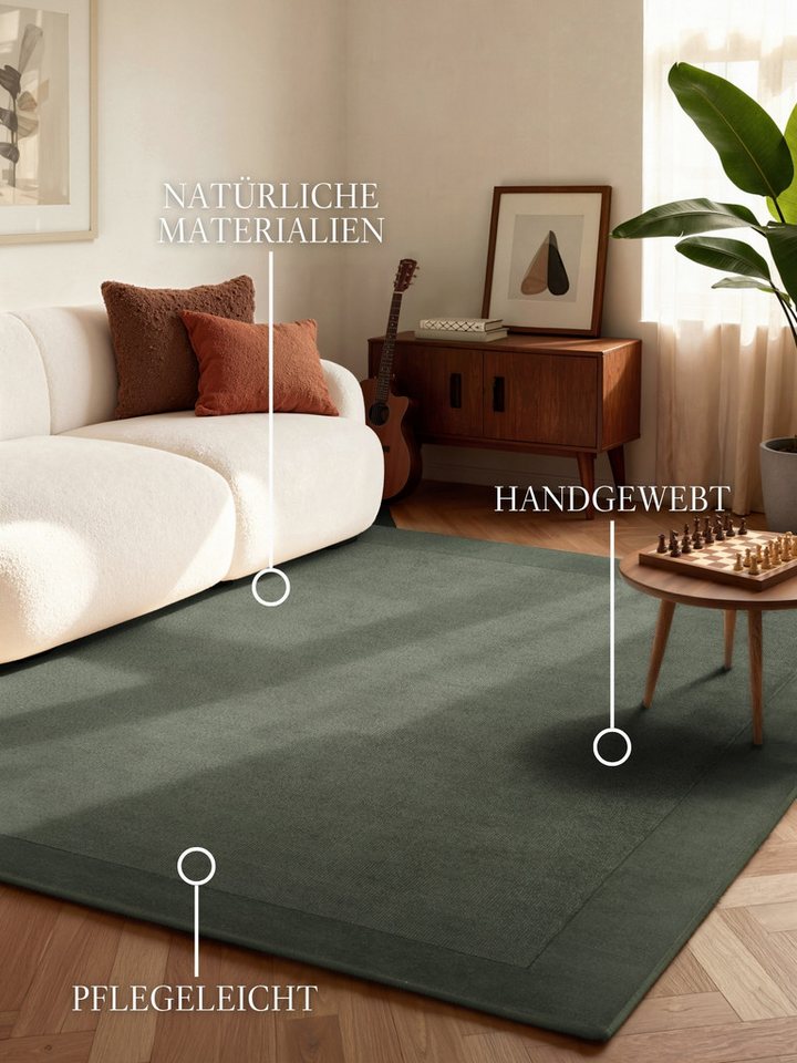 Villeroy & Boch Teppich Wollteppich Kivi, rechteckig, Höhe: 17 mm, Handgewebt, Wolle, Bordüre, Einfarbig, Läufer, Wohnzimmer, Modern – Bild 2 von 5