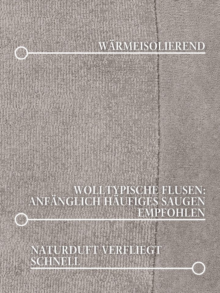 Villeroy & Boch Teppich Wollteppich Kivi, rund, Höhe: 17 mm, Handgewebt, Wolle, Bordüre, Einfarbig, Läufer, Wohnzimmer, Organisch – Bild 4 von 5