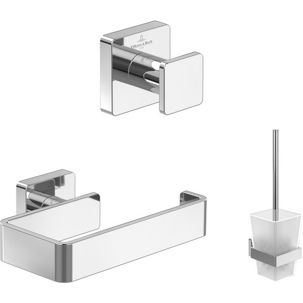 Villeroy & Boch Toilettenpapierhalter, Handtuchhaken, Toilettenpapierhalter & Bürstengarnitur, Chrom