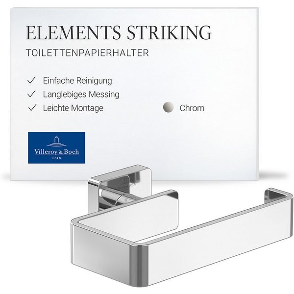Villeroy & Boch Toilettenpapierhalter Elements, ohne Deckel, Wandmontage, Chrom