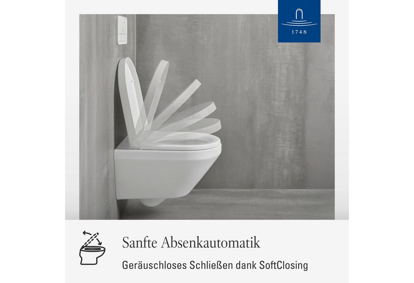 Villeroy & Boch WC-Sitz Architectura, Toilettendeckel mit Absenkautomatik, aus Duroplast, D-Form, Weiß Alpin – Bild 2 von 5