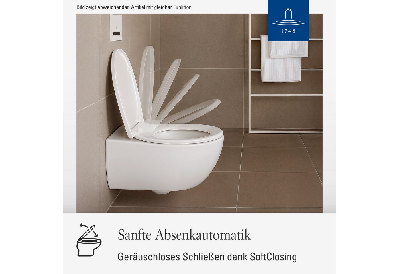 Villeroy & Boch WC-Sitz O.novo, Toilettendeckel mit Absenkautomatik, aus Duroplast, oval, Weiß Alpin – Bild 2 von 5