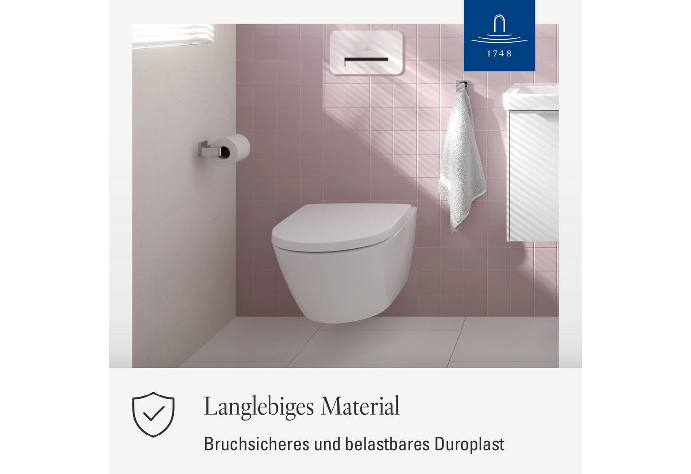 Villeroy & Boch WC-Sitz Subway 3., Toilettendeckel aus bruchsicherem Duroplast, D-Form, Weiß Alpin – Bild 4 von 5