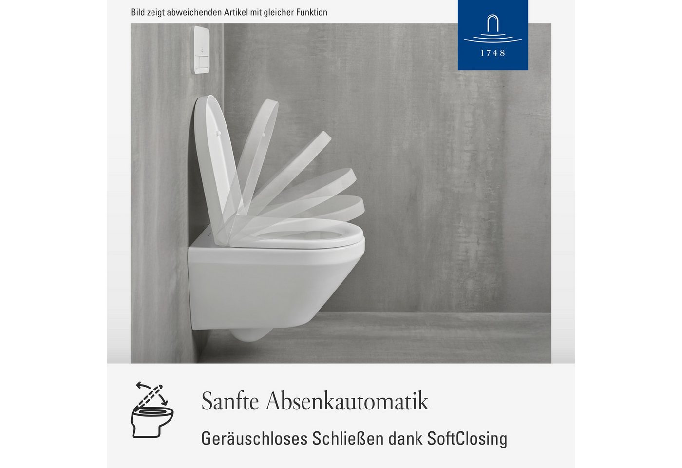 Villeroy & Boch WC-Sitz Subway, Toilettendeckel mit Absenkautomatik, aus Duroplast, D-Form, Weiß Alpin – Bild 2 von 5