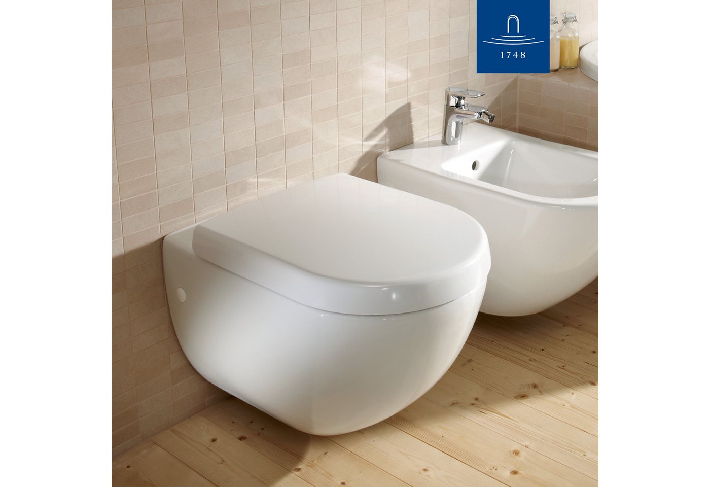 Villeroy & Boch WC-Sitz Subway, Toilettendeckel mit Absenkautomatik, aus Duroplast, D-Form, Weiß Alpin – Bild 5 von 5