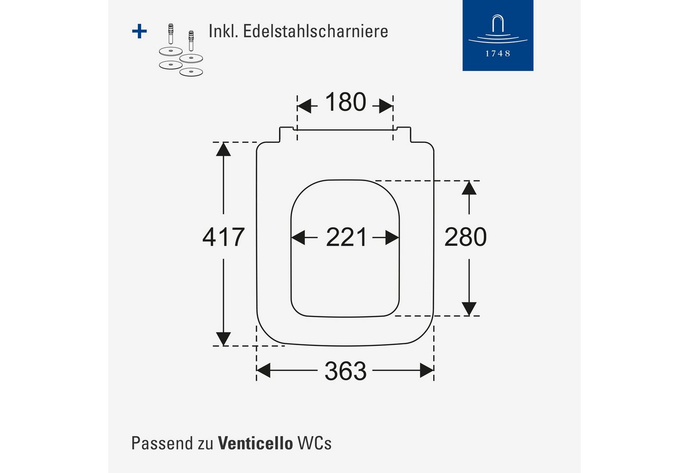 Villeroy & Boch WC-Sitz Venticello, mit Absenkautomatik, abnehmbar, aus bruchsicherem Duroplast – Bild 5 von 5