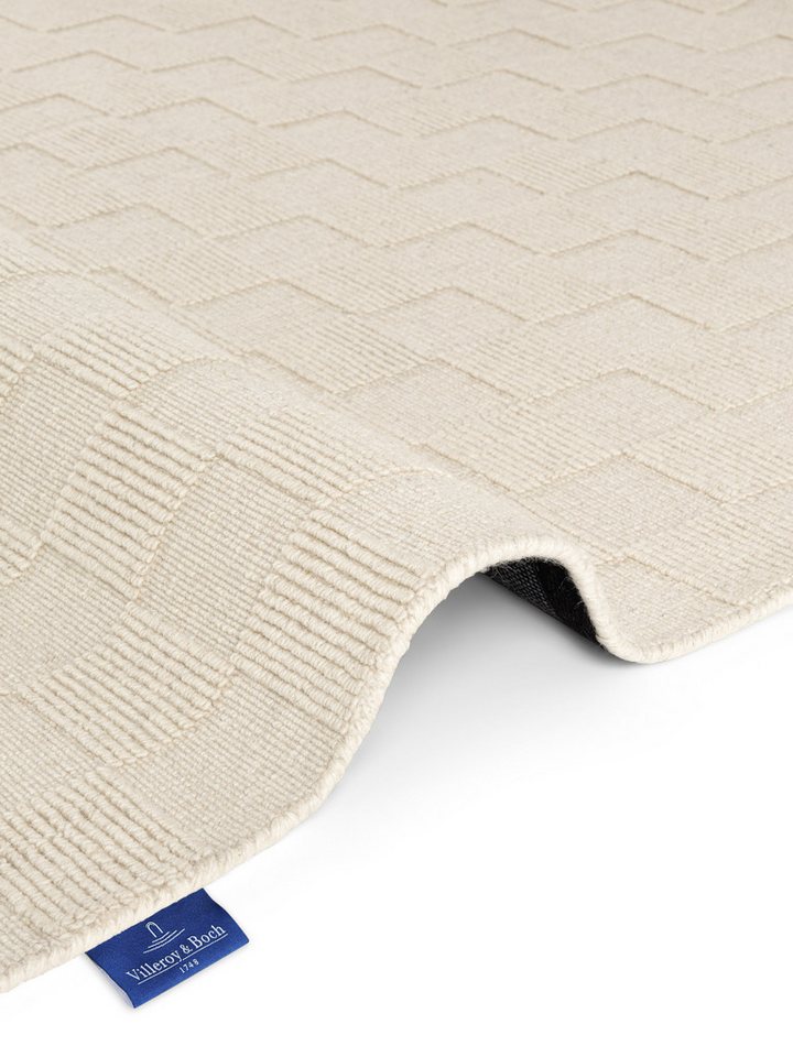 Villeroy & Boch Wollteppich Scala, rechteckig, Höhe: 10 mm, Handgewebt, Wolle, Kariert, Natur, 3D-Struktur, Karo, Wohnzimmer – Bild 5 von 5