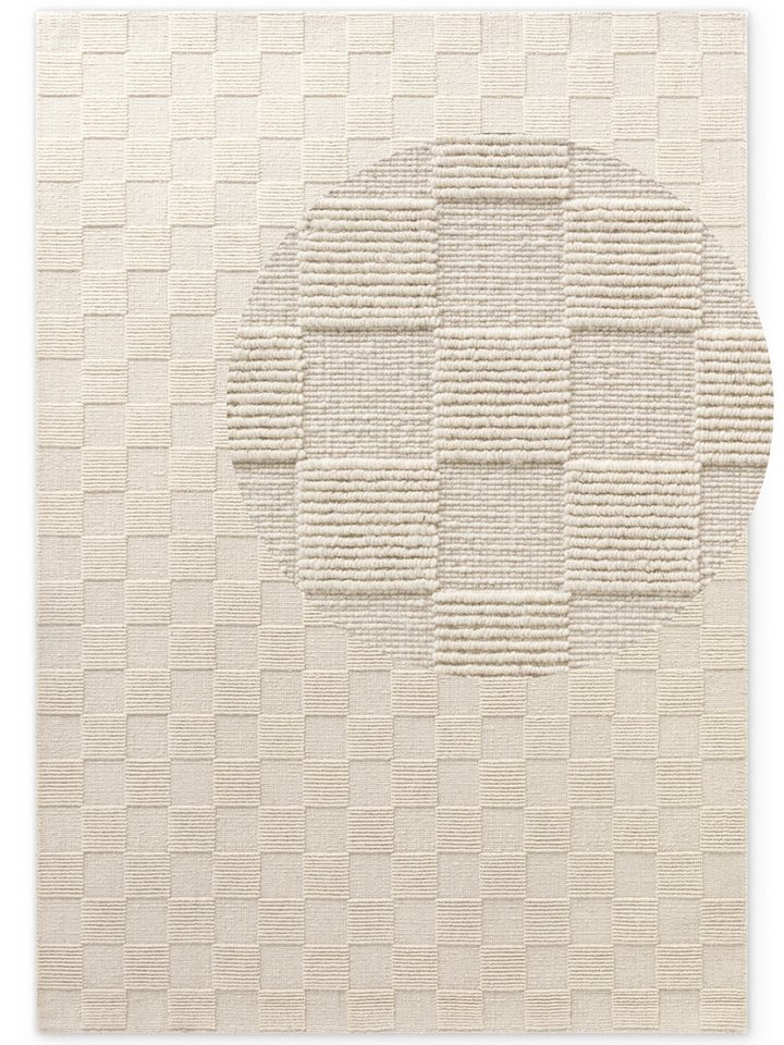 Villeroy & Boch Wollteppich Scala, rechteckig, Höhe: 10 mm, Handgewebt, Wolle, Kariert, Natur, 3D-Struktur, Karo, Wohnzimmer – Bild 2 von 5