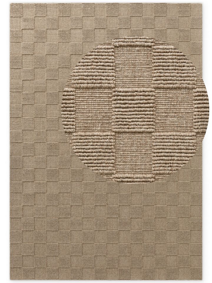 Villeroy & Boch Wollteppich Scala, rechteckig, Höhe: 10 mm, Handgewebt, Wolle, Kariert, Natur, 3D-Struktur, Karo, Wohnzimmer – Bild 2 von 5