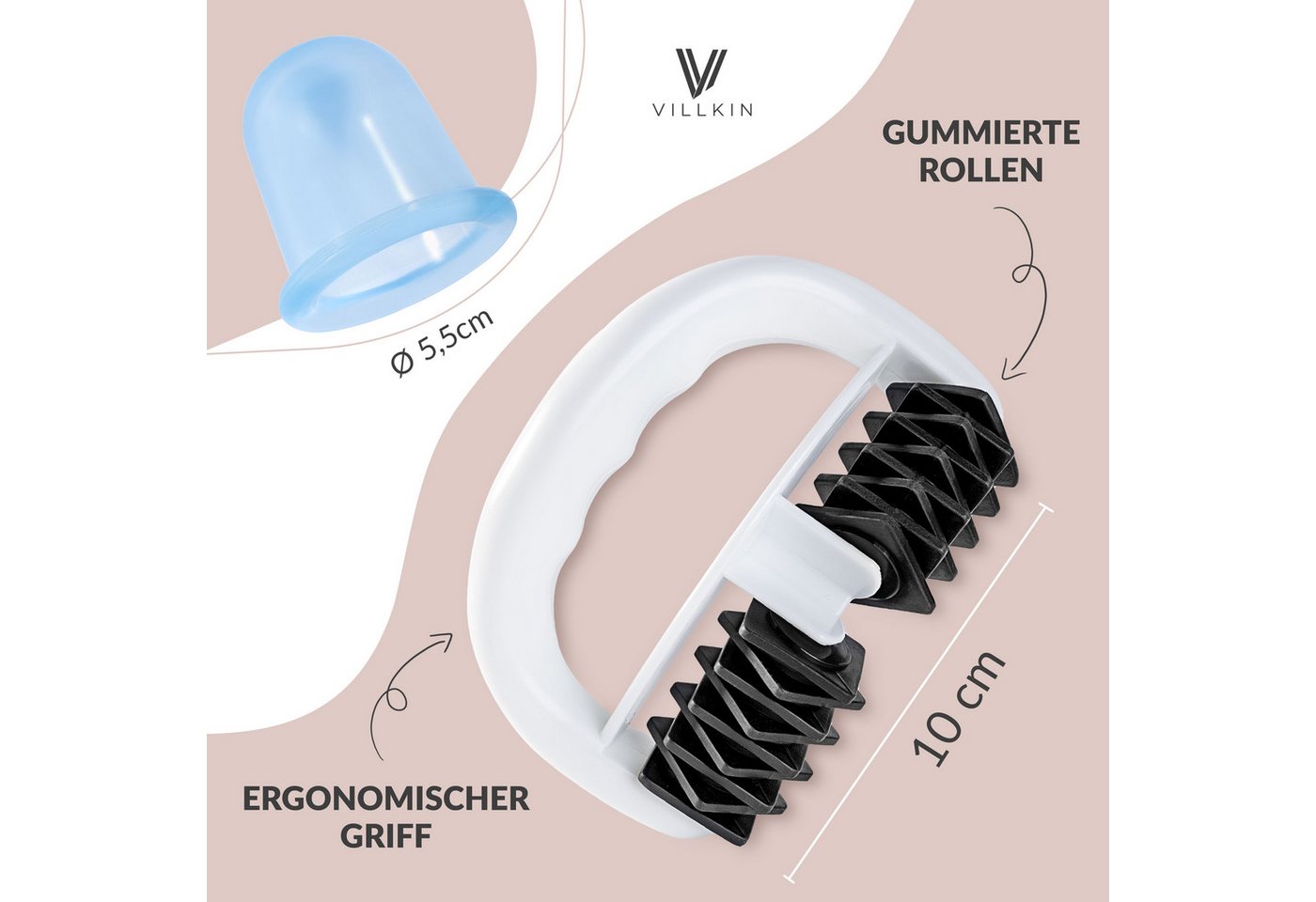 Villkin Massageroller,Anti-Cellulite Massageroller, Faszien Roller + Cellulite Cup, 2-tlg., 1x Anti-Cellulite Massageroller, 1x Cellulite-Cup, inklusive Celluli – Bild 2 von 5