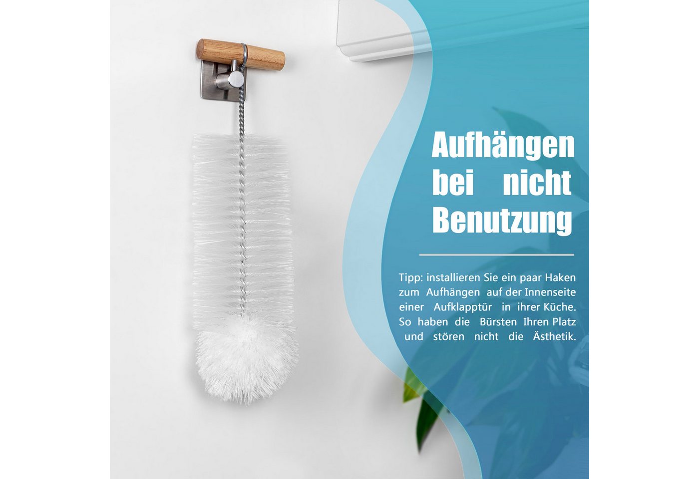 Villkin Reinigungsbürste, Flaschenbürste Sodastream, Spülbürste, Gefäßbürste (30cm), Flaschen, Karaffen, Vasen, Glässer, Shaker, Kannen, (1-tlg), Bommel – Bild 3 von 5