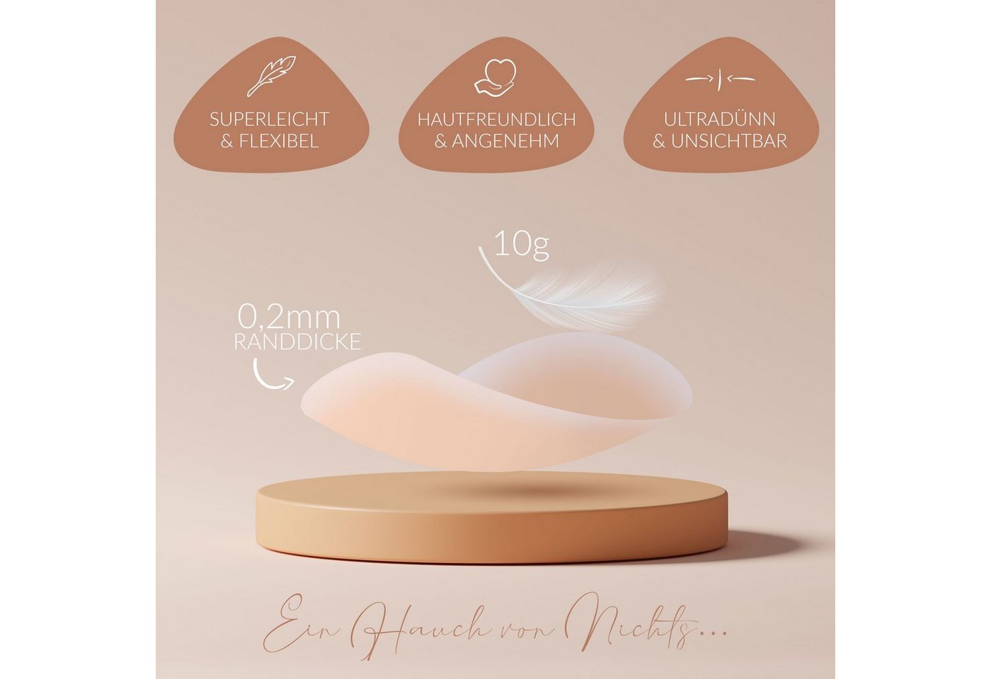 Villkin Set: Klebe-BH, Nippelpads, Nipplecover, Brustwarzenabdeckung, Silikonpads (8,5 cm) (4-tlg., flexibel, wiederverwendbar, hautfreundlich) Wiederverwendbar – Bild 2 von 5