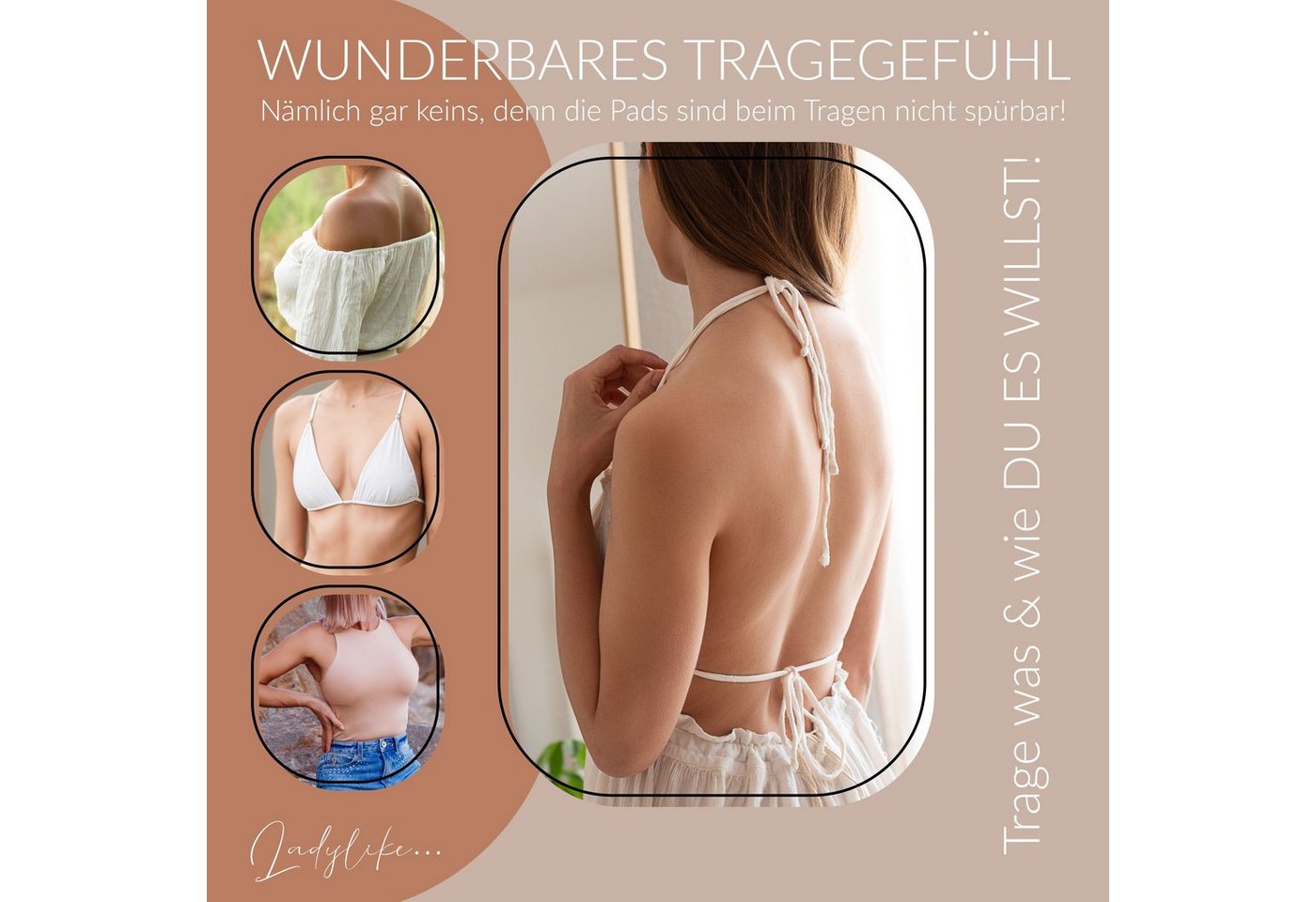 Villkin Set: Klebe-BH, Nippelpads, Nipplecover, Brustwarzenabdeckung, Silikonpads (8,5 cm) (4-tlg., flexibel, wiederverwendbar, hautfreundlich) Wiederverwendbar – Bild 4 von 5