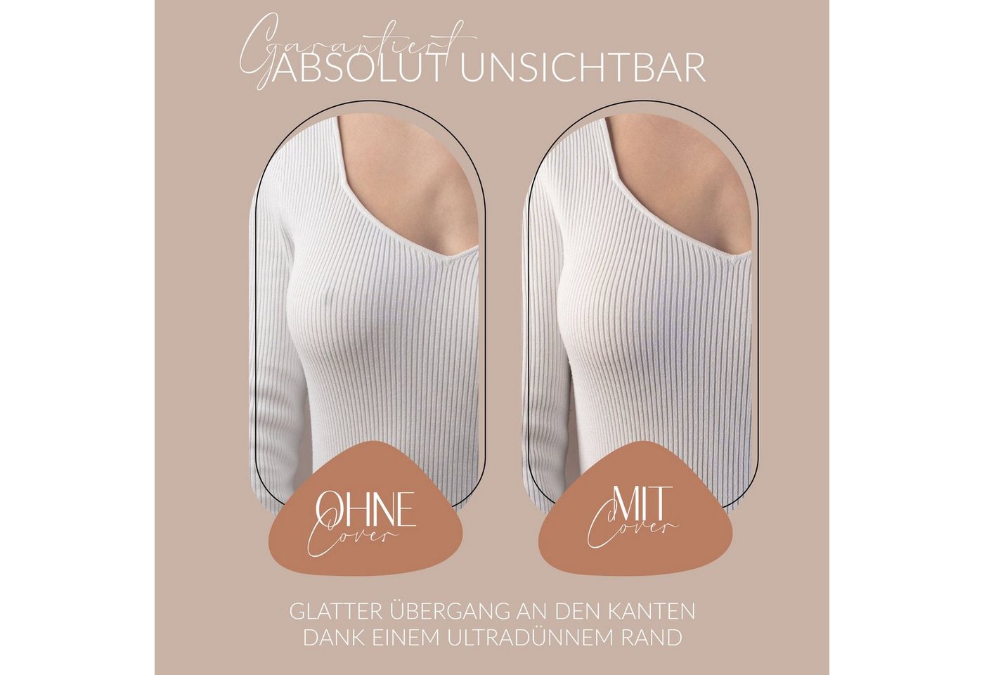 Villkin Set: Klebe-BH, Nippelpads, Nipplecover, Brustwarzenabdeckung, Silikonpads (8,5 cm) (4-tlg., flexibel, wiederverwendbar, hautfreundlich) Wiederverwendbar – Bild 5 von 5
