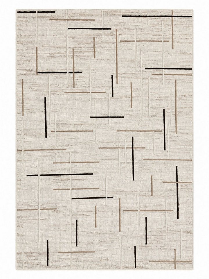 Vimoda Designteppich Boho Design Kurzflor Teppich 3D Hoch-Tief-Effekt, Rechteckig, Höhe: 12 mm, Teppich Wohnzimmer & Schlafzimmer – Bild 2 von 5