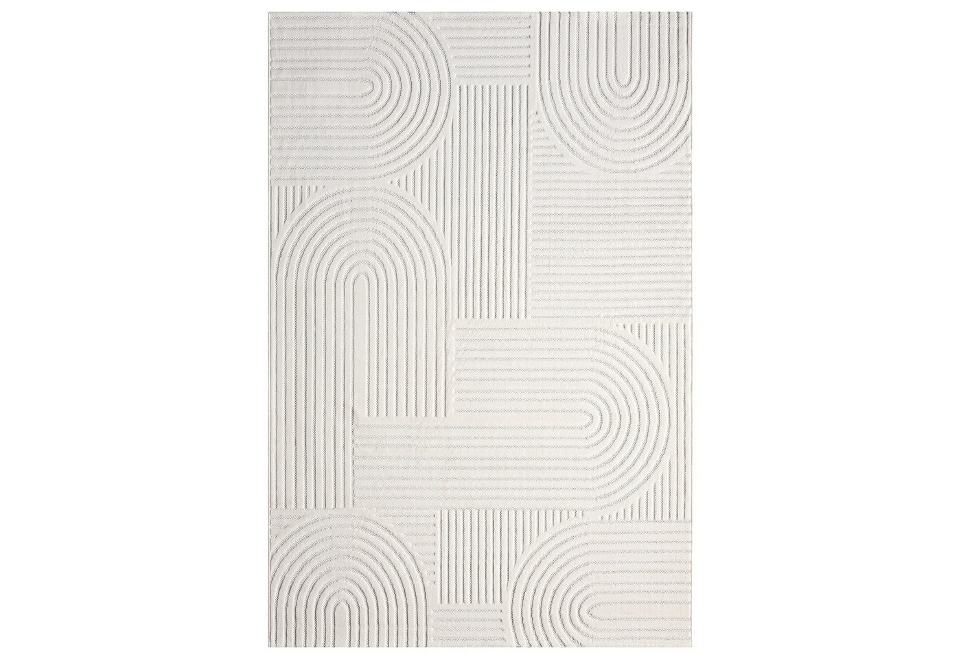 Vimoda Designteppich hoch/tief Motiv, Kurzflor Teppich Creme, Uni, Rechteckig, Höhe: 10 mm, Teppich Boho Design, Wohnzimmer, Schlafzimmer& Küche – Bild 2 von 5