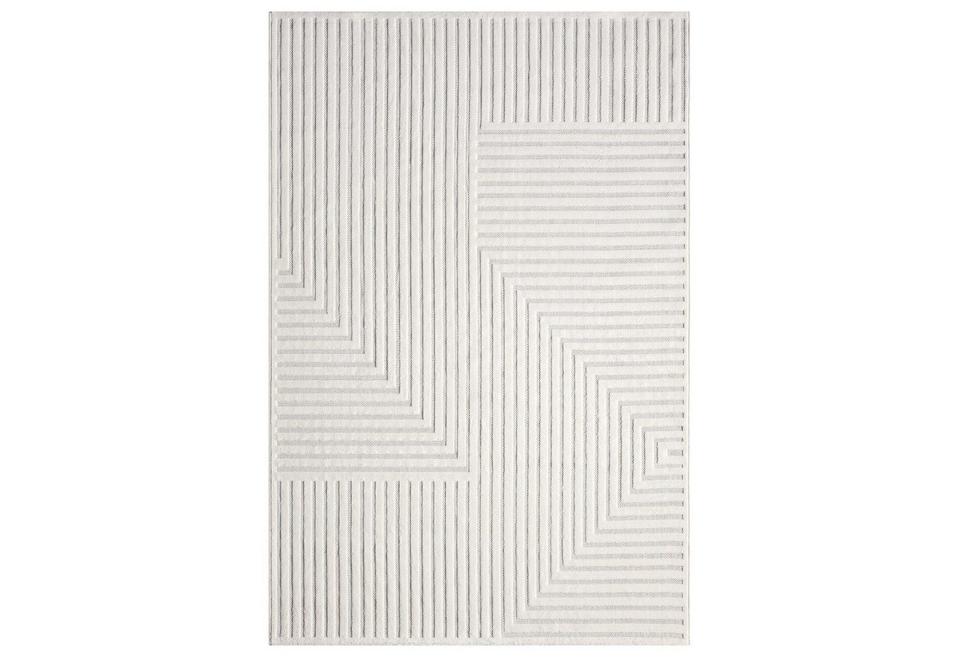 Vimoda Designteppich hoch/tief Motiv, Kurzflor Teppich Creme, Uni, Rechteckig, Höhe: 10 mm, Teppich Boho Design, Wohnzimmer, Schlafzimmer& Küche – Bild 2 von 5