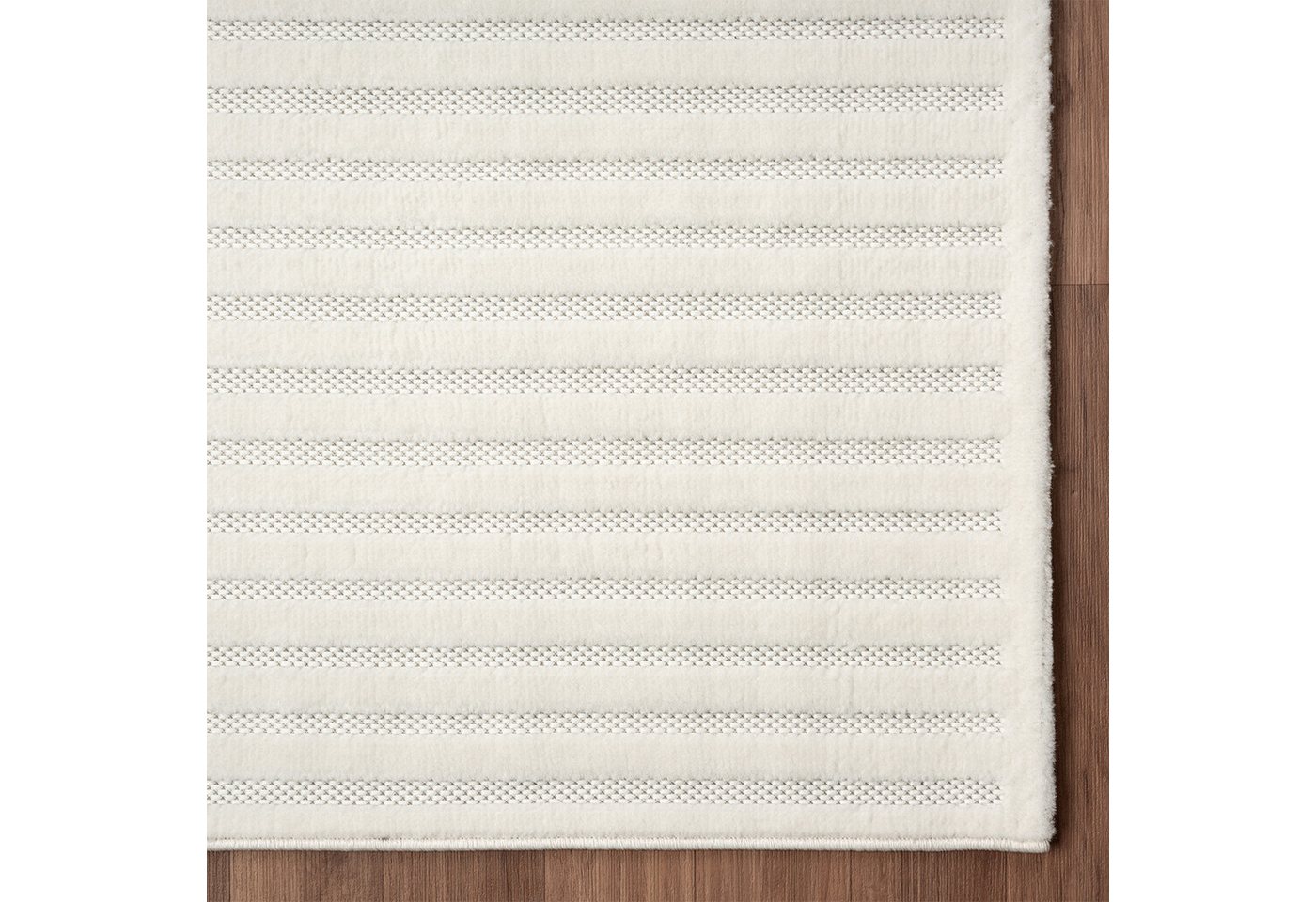 Vimoda Designteppich hoch/tief Motiv, Kurzflor Teppich Creme, Uni, Rechteckig, Höhe: 10 mm, Teppich Boho Design, Wohnzimmer, Schlafzimmer& Küche – Bild 5 von 5