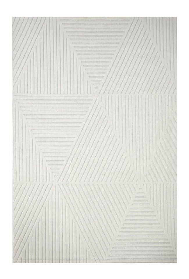 Vimoda Designteppich hoch/tief Motiv, Kurzflor Teppich Creme, Uni, Rechteckig, Höhe: 10 mm, Teppich Boho Design, Wohnzimmer, Schlafzimmer& Küche – Bild 2 von 5