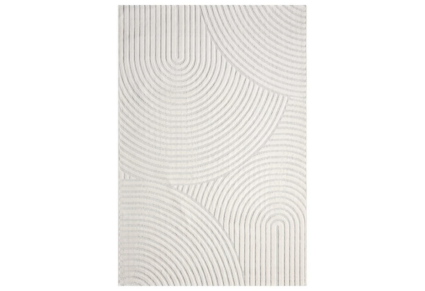 Vimoda Designteppich hoch/tief Motiv, Kurzflor Teppich Creme, Uni, Rechteckig, Höhe: 10 mm, Teppich Boho Design, Wohnzimmer, Schlafzimmer& Küche – Bild 2 von 5