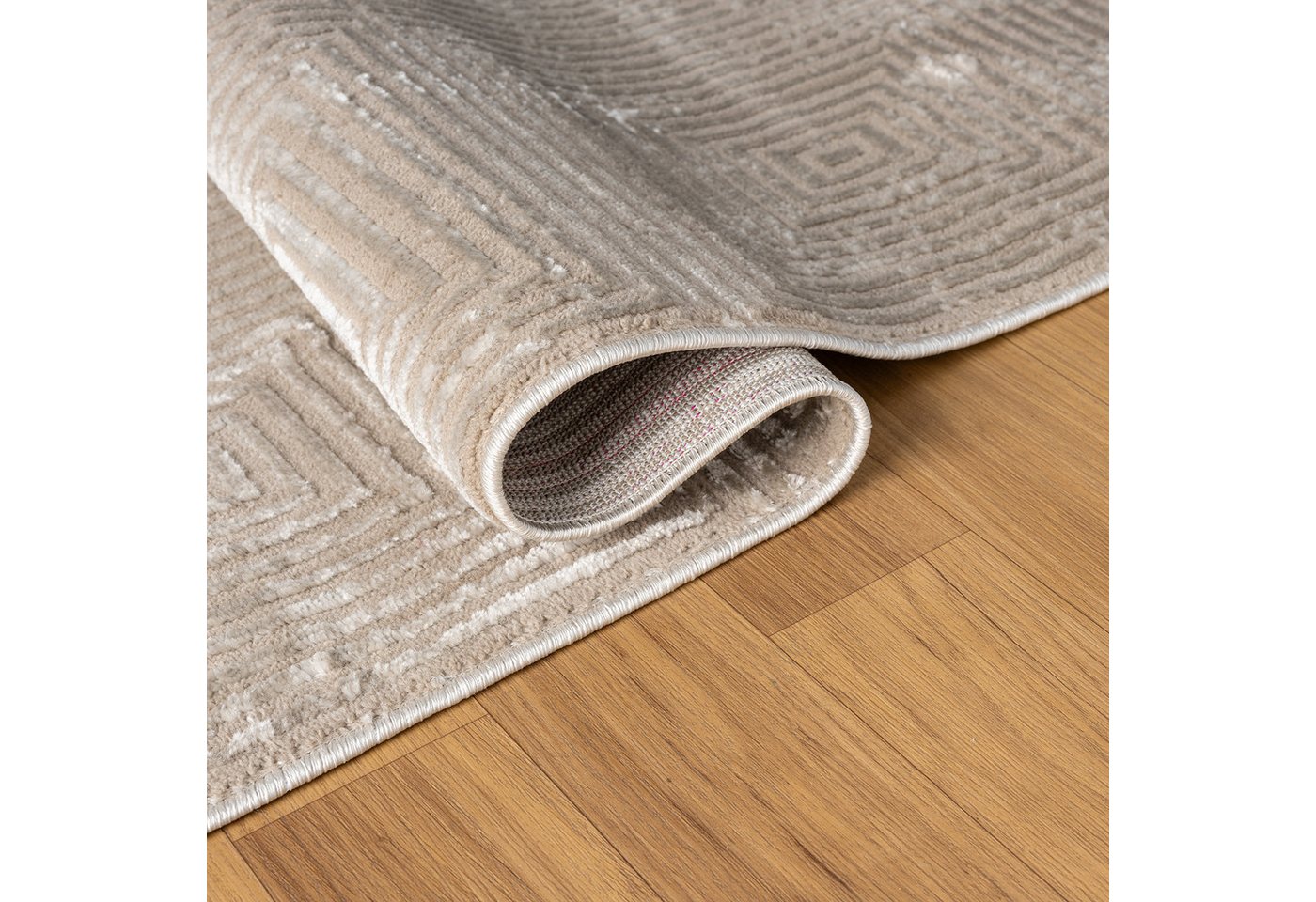 Vimoda Designteppich Wohnzimmer Boho Design 3D Raute Hoch-Tief-Effekt, Rechteckig, Höhe: 11 mm, Teppich 3D kariert für Esszimmer, Flur & Schlafzimmer – Bild 5 von 5