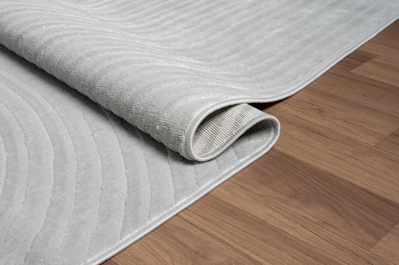 Vimoda Designteppich Wohnzimmer mit Kreis-Hochtiefmuster, Rechteck, kurzflor Teppich für Schlafzimmer, Wellenoptik, Boho Skandi – Bild 5 von 5