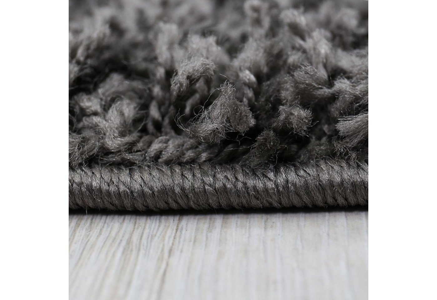 Vimoda Hochflor-Läufer Shaggy Teppich Anthrazit, Rund, Höhe: 30 mm, Einfarbig, Modern, Dunkelgrau, Langflor, Schlafzimmer – Bild 5 von 5