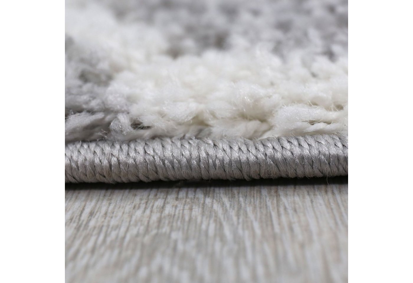 Vimoda Hochflor-Läufer Wohnzimmerteppich Modern, Rechteckig, Höhe: 30 mm, Marokkanisch, Raute Deko, Schlafzimmer,in Grau – Bild 4 von 5