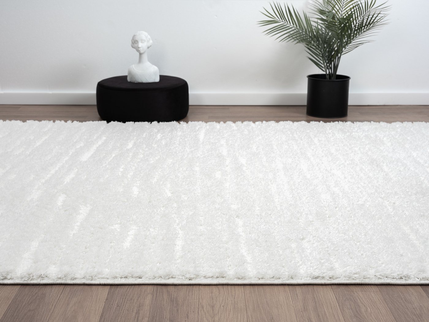 Vimoda Hochflor-Teppich Shaggy Langflor, weich & küschlich Teppich Wohnzimmer Weiß, Rechteckig, Höhe: 30 mm, 3D Motiv, Raute, luxuriöser Look für Wohnzimmer, Ki – Bild 3 von 5